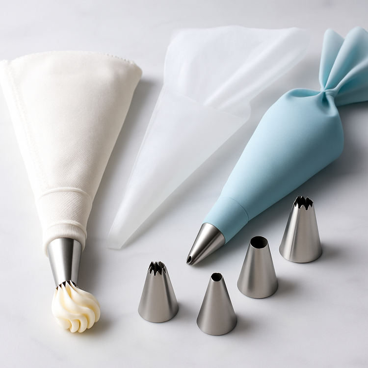 Selection of high-quality piping bags perfect for cupcakes, cakes, and desserts
