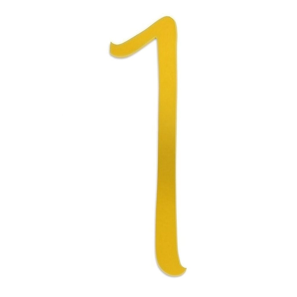 Gold mirror acrylic cake topper shaped like the number 1