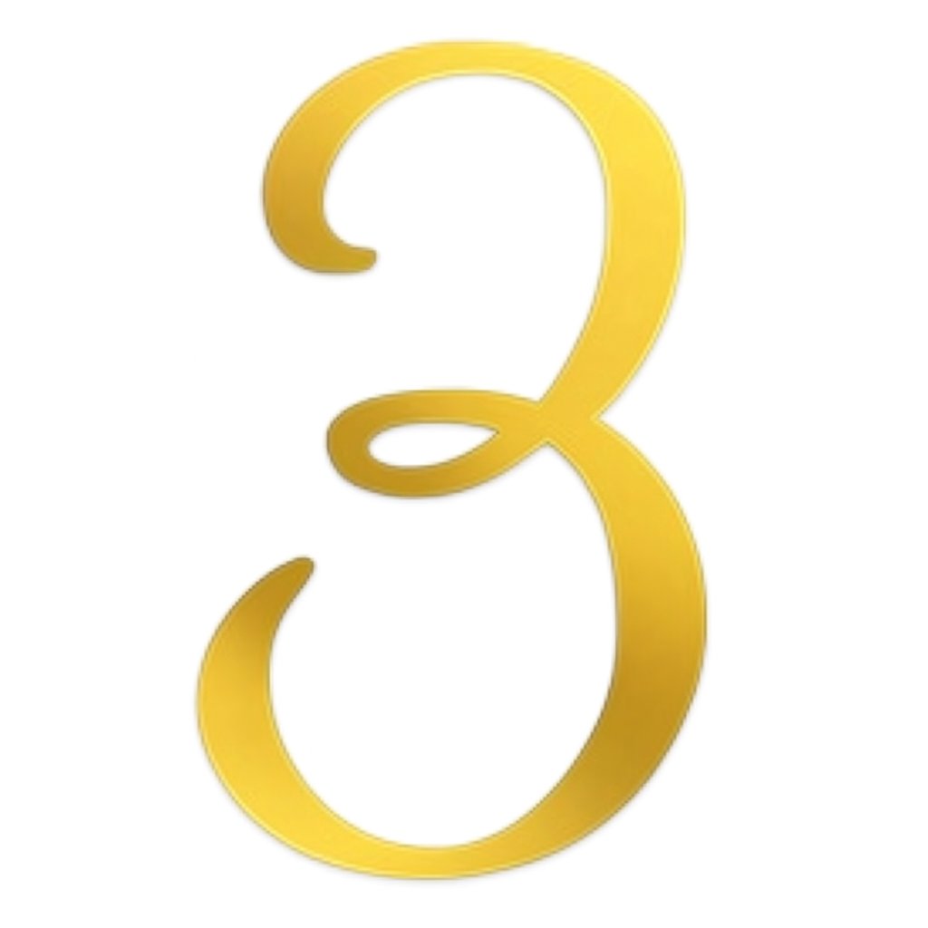 Gold mirror acrylic cake topper shaped like the number 3