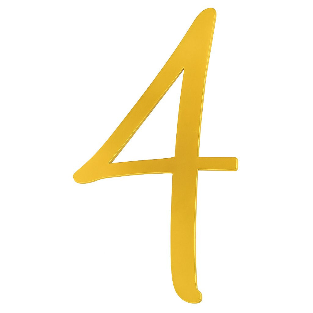 Gold mirror acrylic cake topper shaped like the number 4
