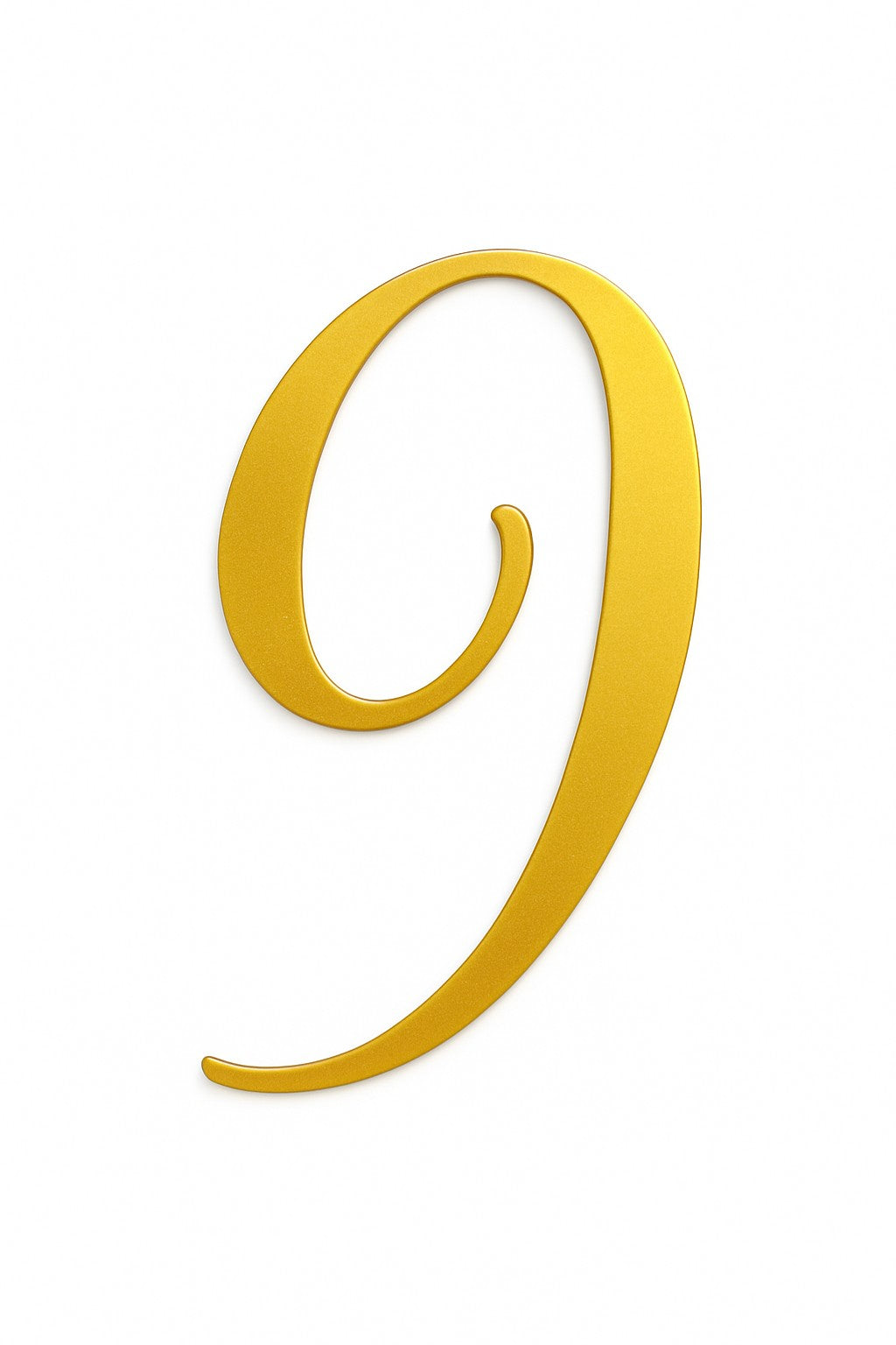 Gold mirror acrylic cake topper shaped like the number 9