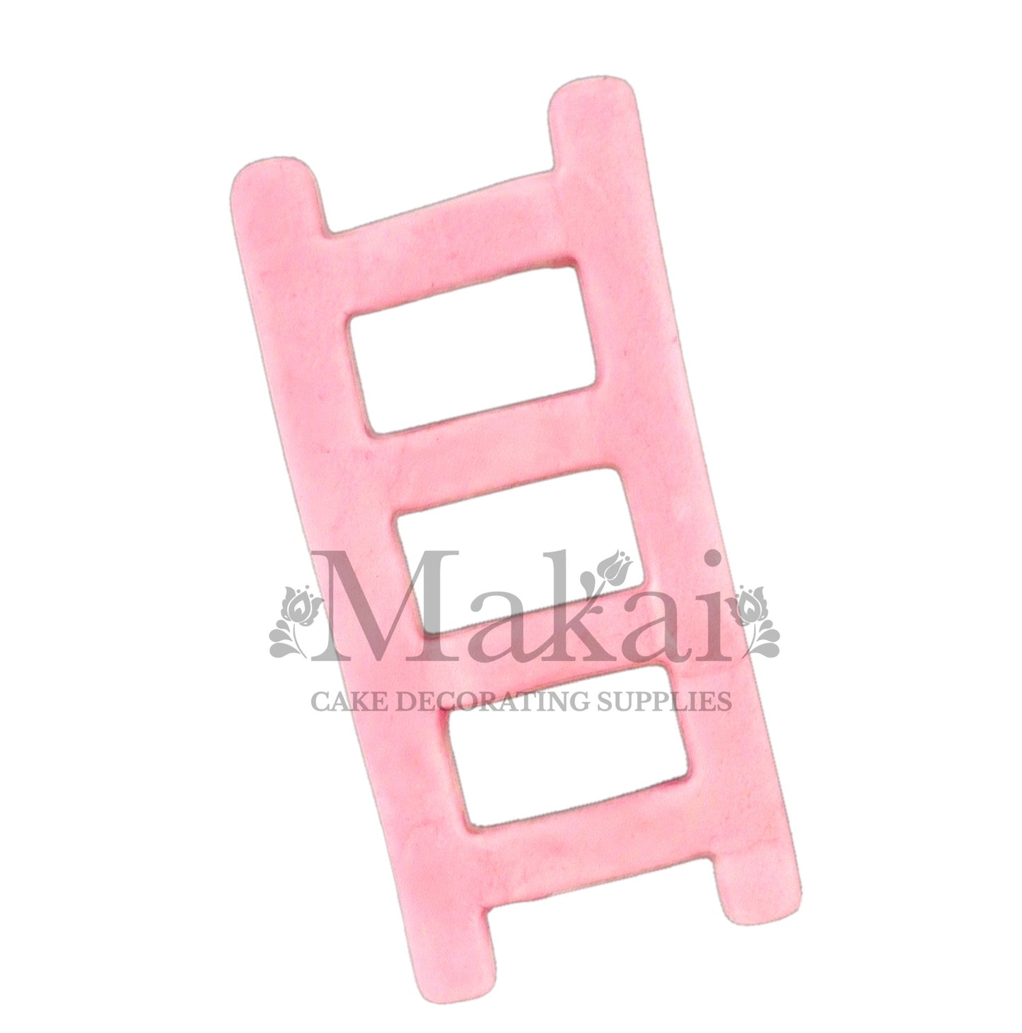 Pastel pink fondant ladder topper for princess and baby‑shower cakes.