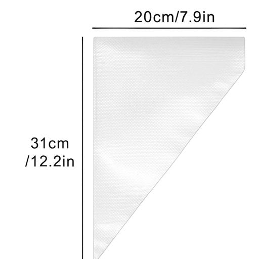 A disposable piping bag measuring 31 cm by 20 cm, ideal for hygienic and convenient cake decorating.