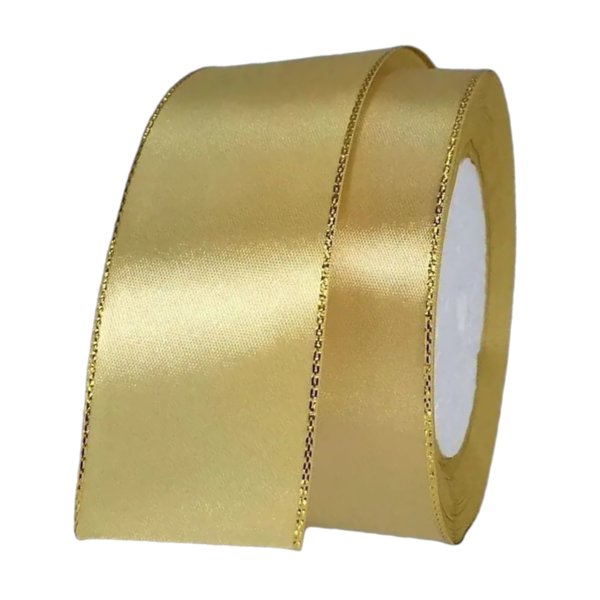 4 cm wide gold satin ribbon with gold edge