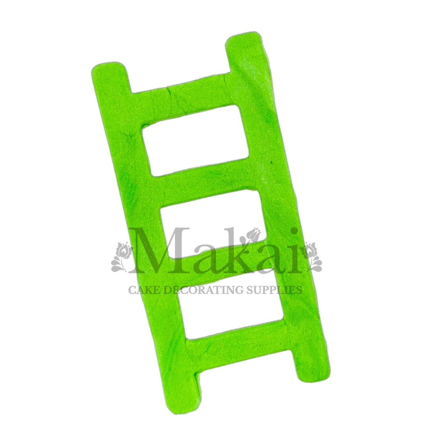 Green fondant ladder topper for jungle and construction cakes.
