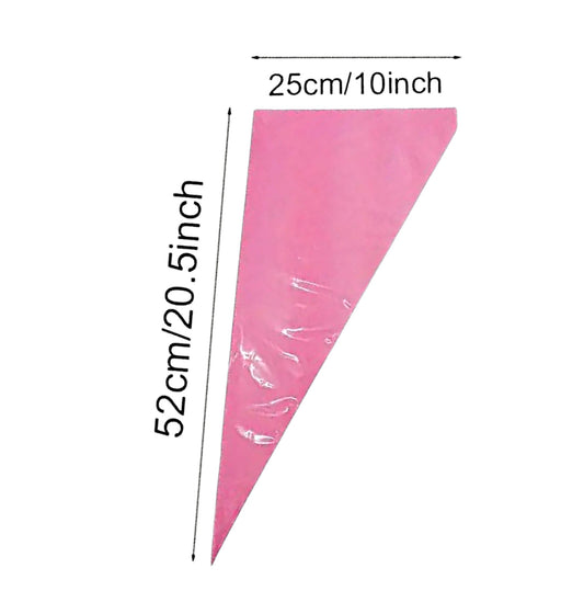 Extra large pink piping bag filled with frosting – 52 cm long, textured, non-slip plastic – 5 pack