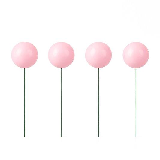 Glossy pink ball cake toppers on wire β available in multiple sizes β modern pastel cake decorations