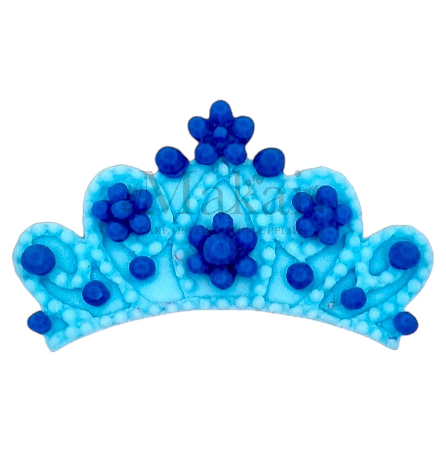 Edible blue crown cake topper for baby‑boy showers, gender reveals and prince‑themed cakes.