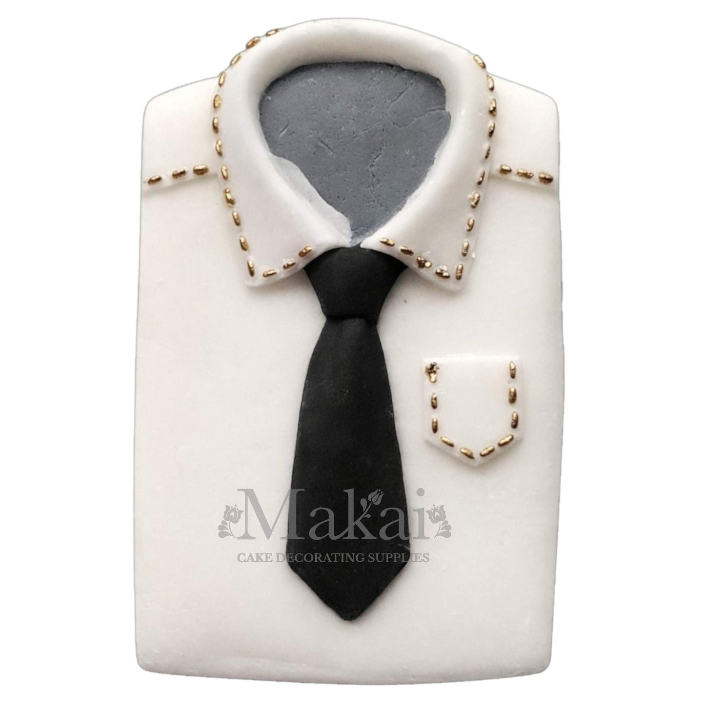 gentleman shirt fondant cake decoration with black tie for mens birthday cake