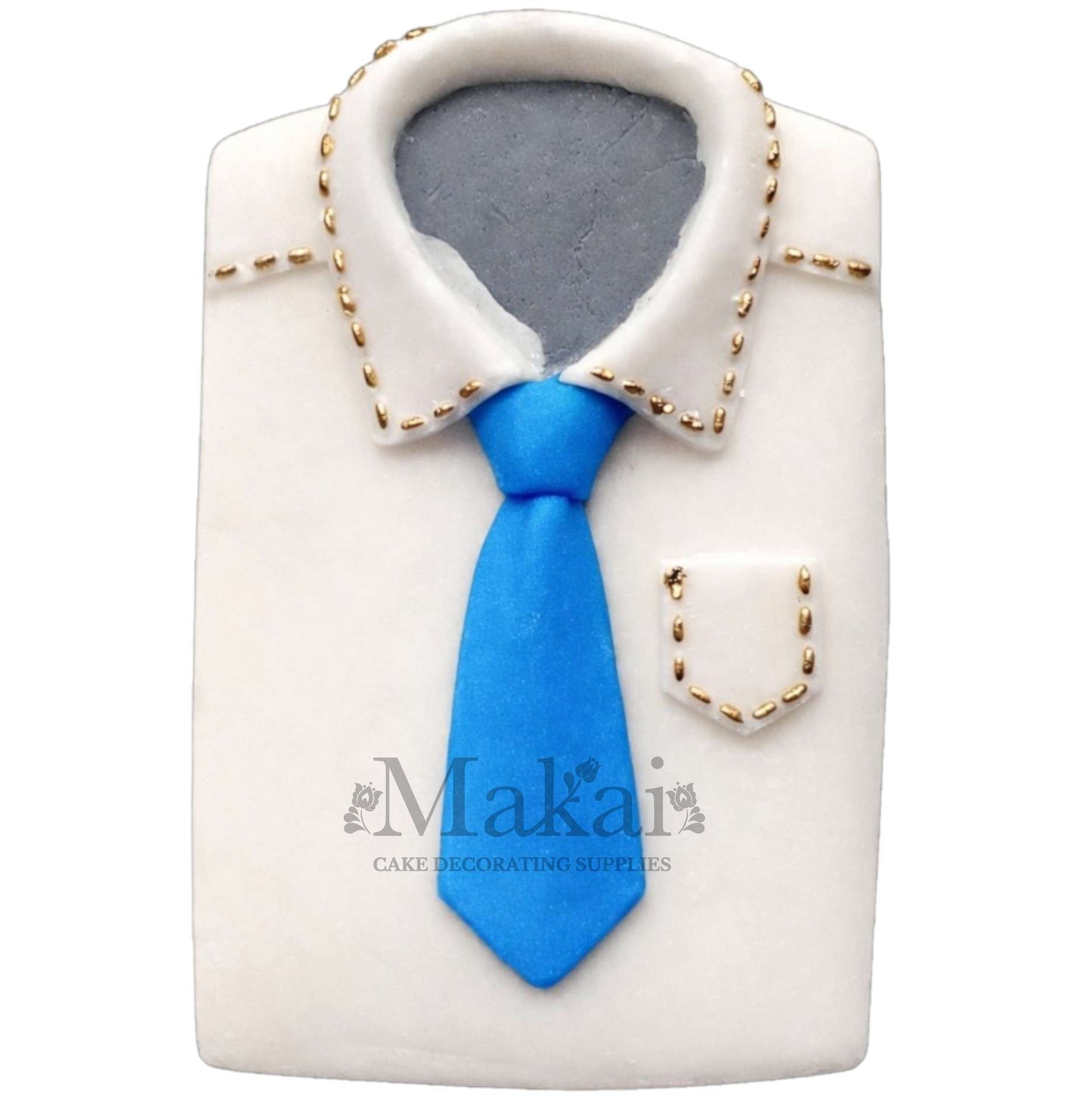 gentleman shirt fondant cake decoration with blue tie for men's birthday cake