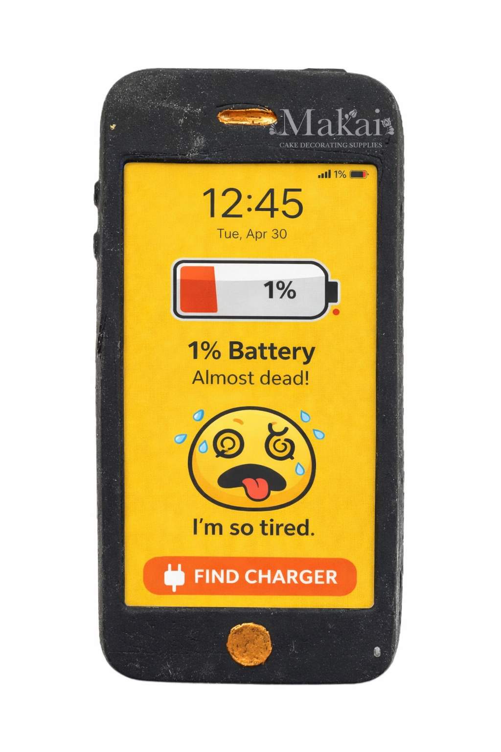 funny low battery mobile phone fondant cake decoration for birthday cake