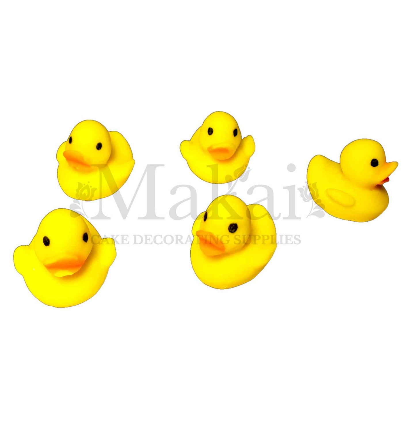Edible 3D fondant duckling cake toppers – set of five small yellow ducks