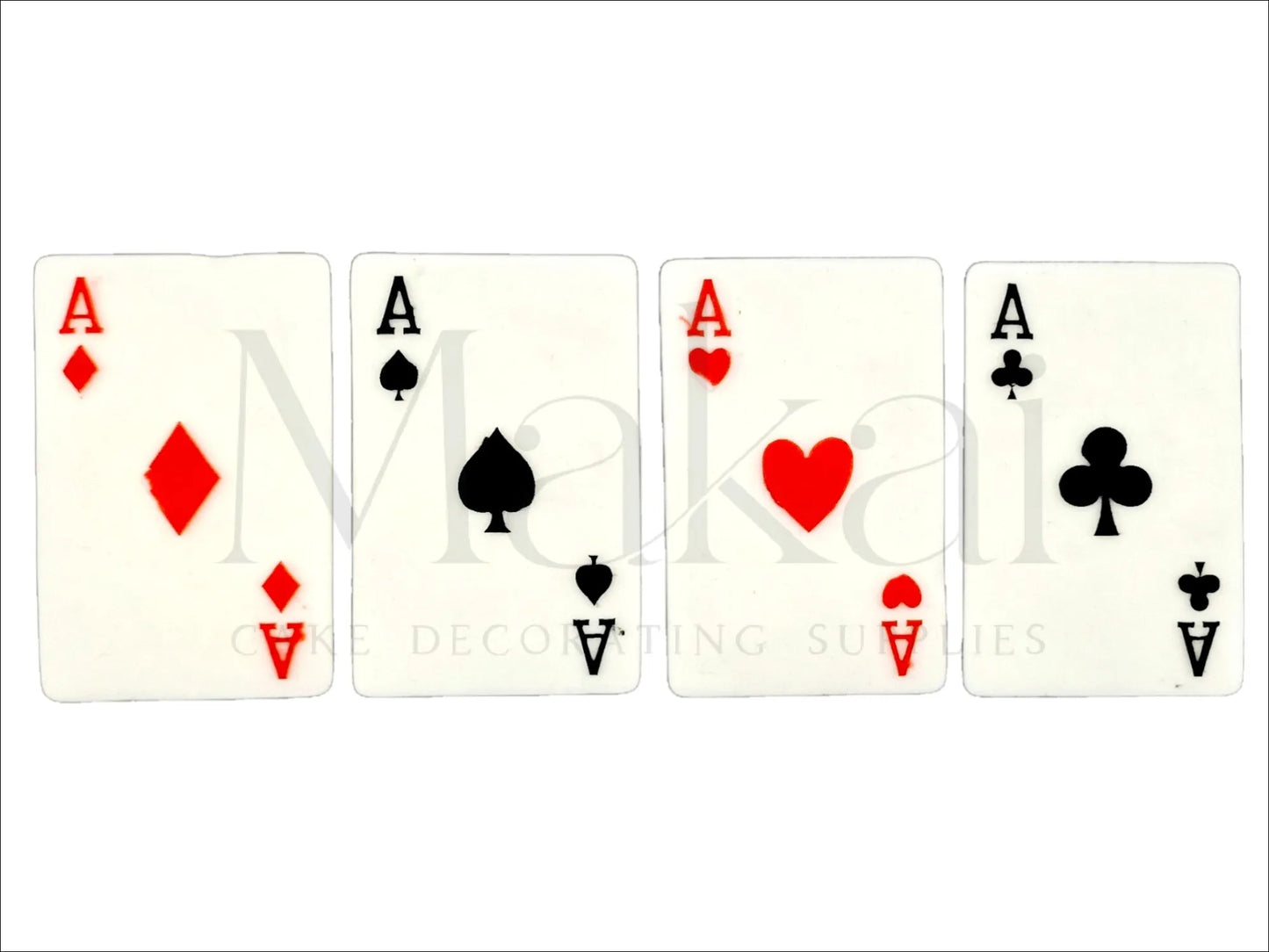 Edible fondant playing cards featuring the four aces from a French deck