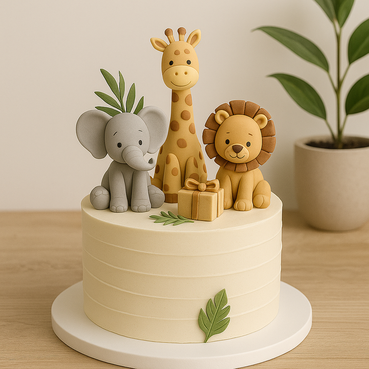 Wild animals cake design perfect for jungle birthday parties and safari-themed celebrations