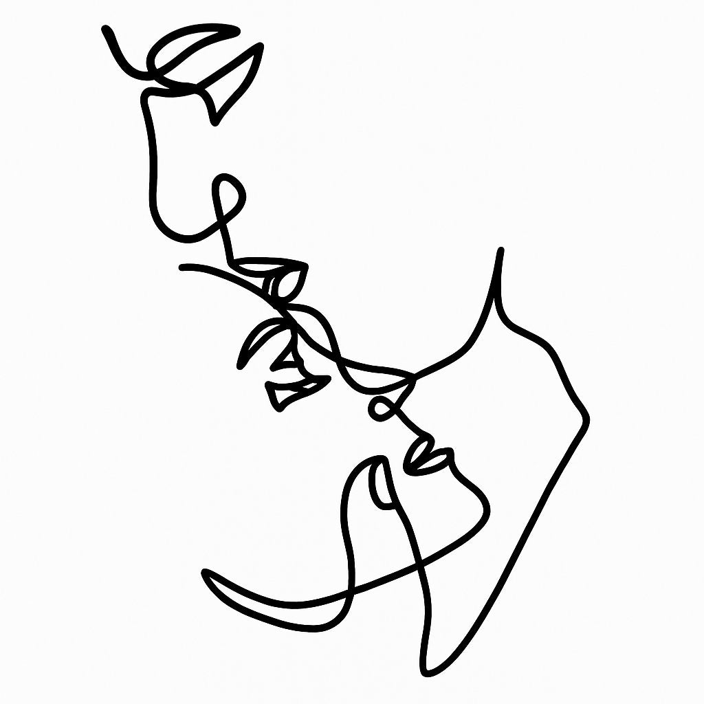 Mother & Child Abstract Cake Topper – Black Acrylic Line Art Decoration