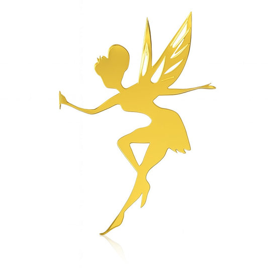 Gold acrylic fairy cake topper in a dancing pose