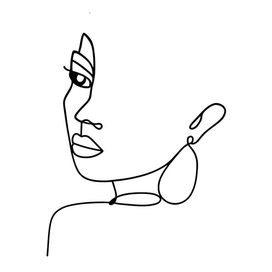Black acrylic lady face silhouette cake topper in one-line art style