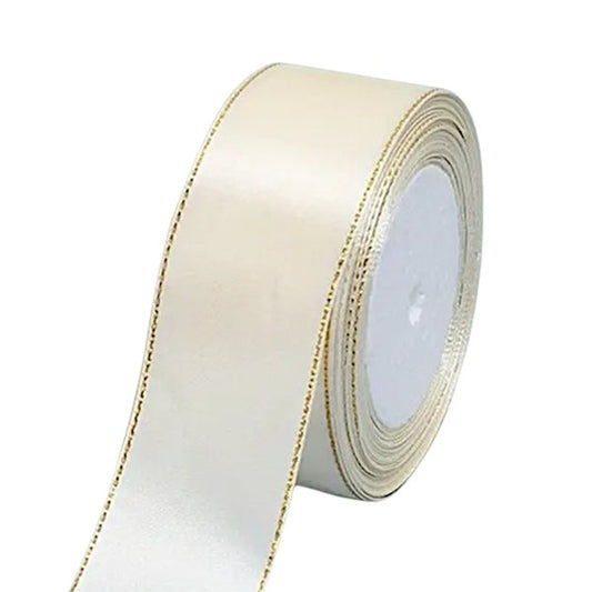 4 cm wide beige satin ribbon with gold edge