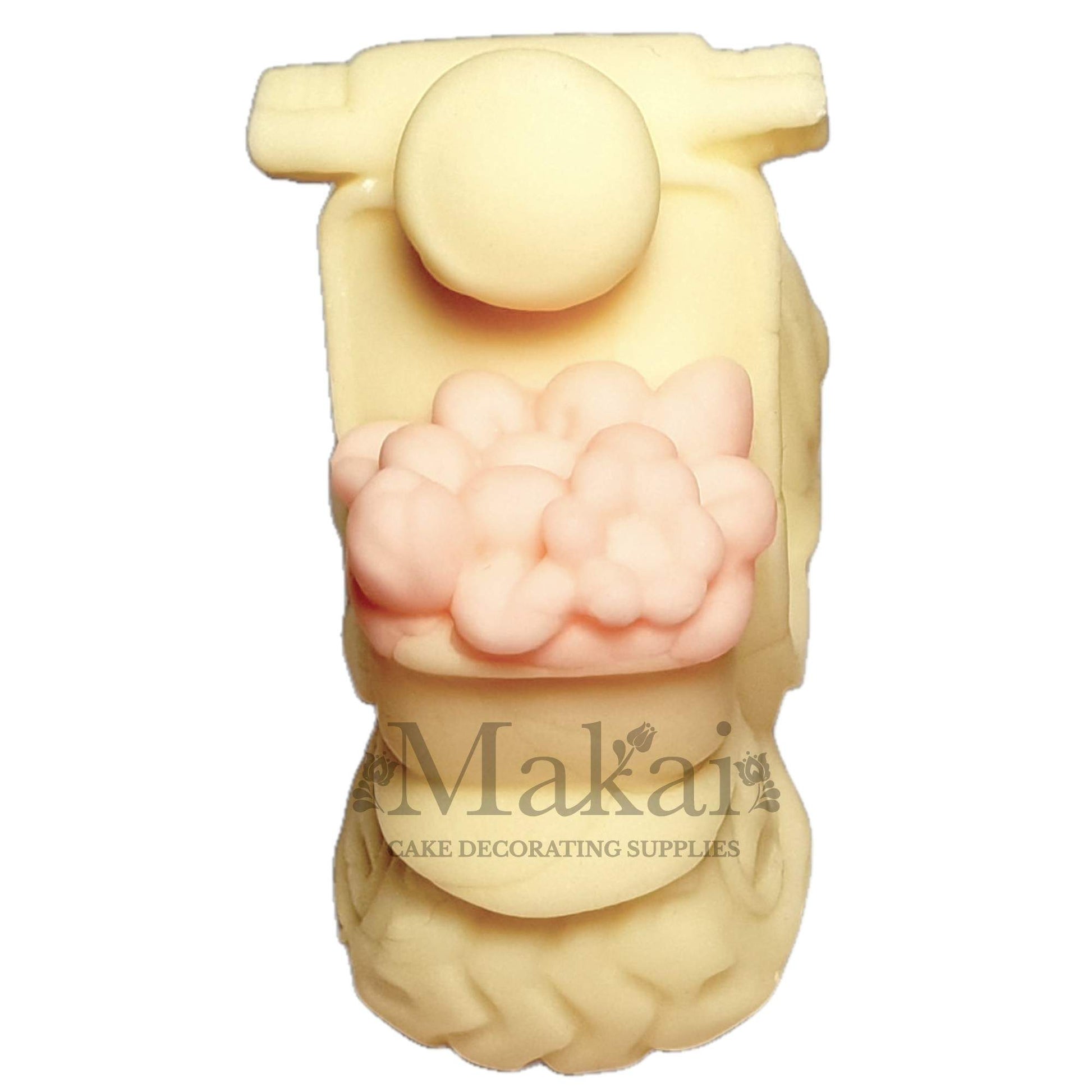 Edible scooter cake topper with flowers – sugar paste motorbike wedding and birthday cake decoration by Makai Cake Decorating Supplies