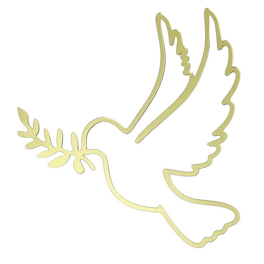 Gold acrylic dove cake topper with olive branch for christenings and baptisms