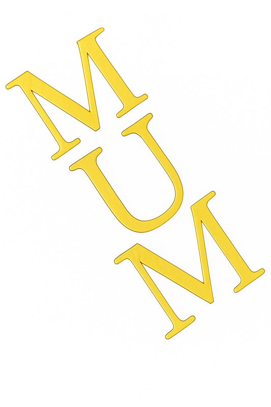 Gold acrylic MUM letters cake topper set for birthdays or Mother's Day