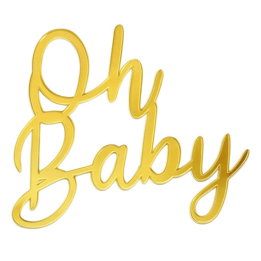 Gold acrylic "Oh Baby" cake topper for baby shower or newborn party