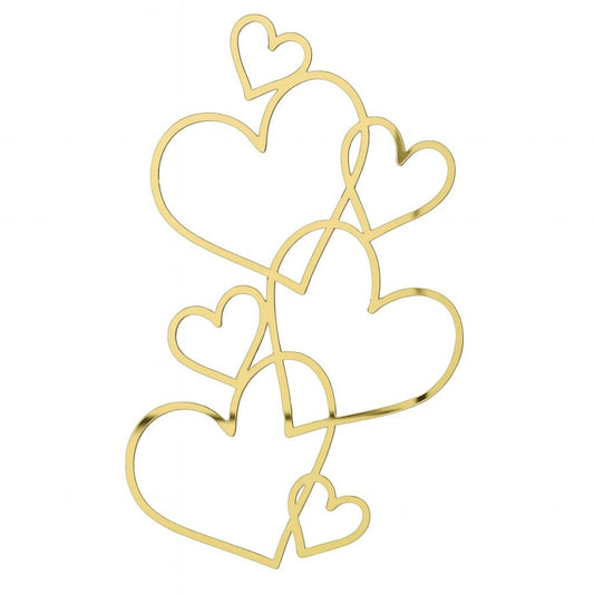 Gold acrylic cake topper with multiple interlocking hearts