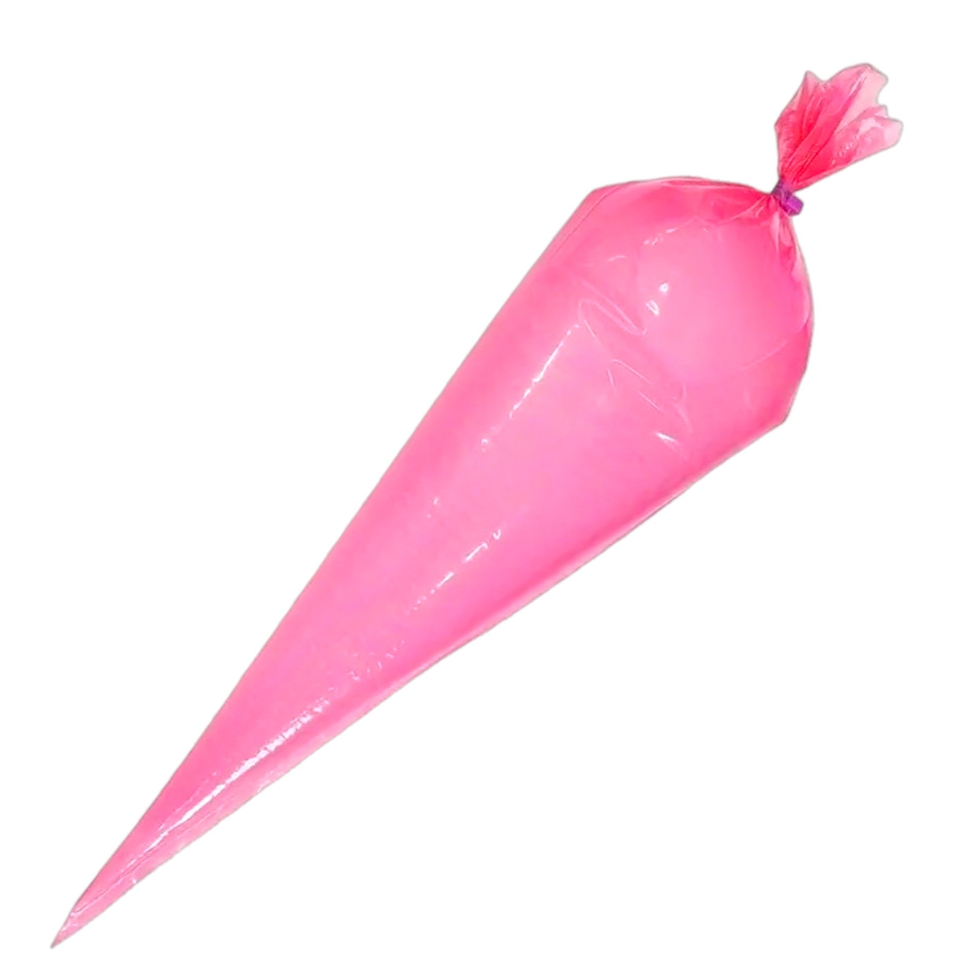 Extra large pink piping bag filled with frosting – 52 cm long, textured, non-slip plastic – 5 pack