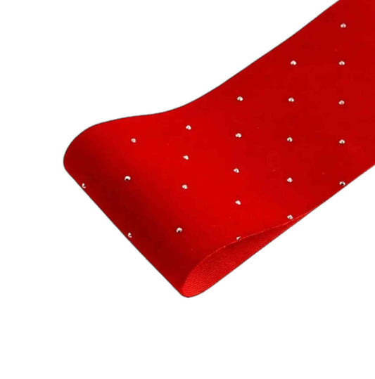 Red rhinestone ribbon, 2.5 cm wide – ideal for cake decoration and gift wrapping.