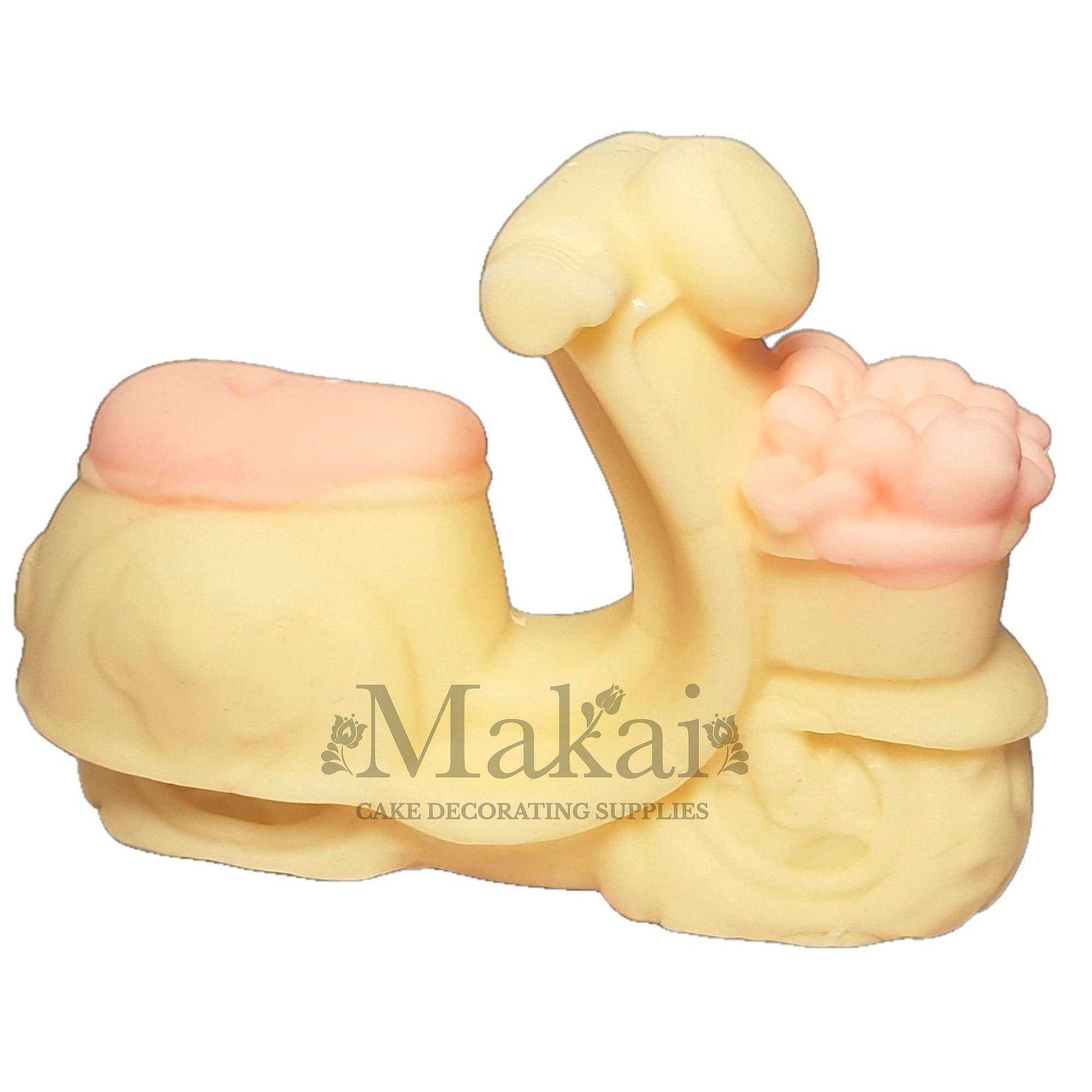 Edible scooter cake topper with flowers – sugar paste motorbike wedding and birthday cake decoration by Makai Cake Decorating Supplies