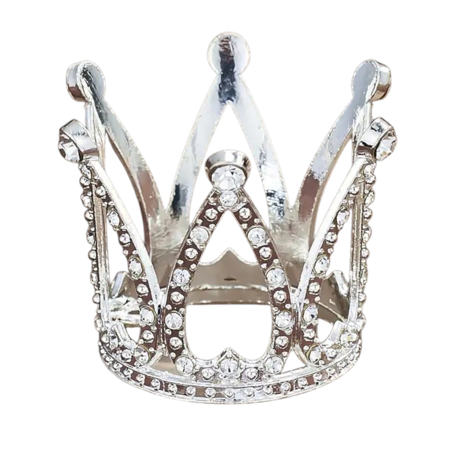 Small silver crown cake topper for baby shower or birthday cake