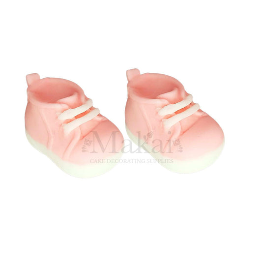 Pink baby shoes cake topper pair for baby shower cakes – Makai Cake Decorating Supplies