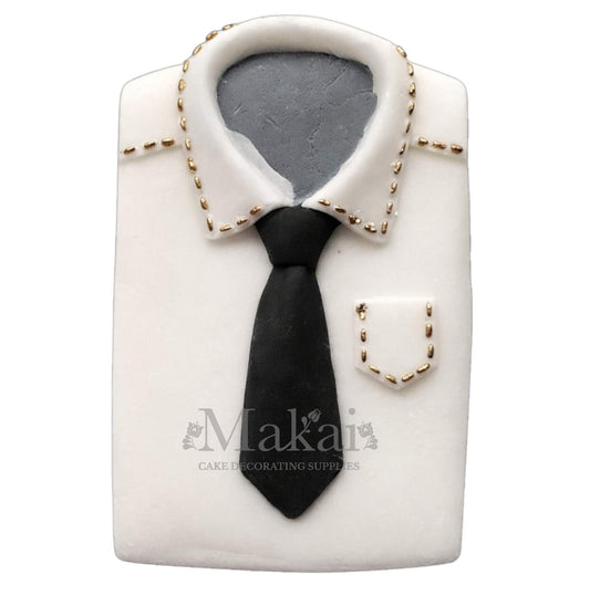 gentleman shirt fondant cake decoration with black tie for mens birthday cake