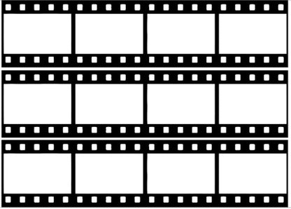 Blank edible film strip template with three horizontal strips, each containing four frames, used for personalised photo cake printing.