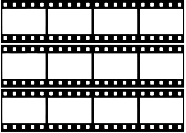Blank edible film strip template with three horizontal strips, each containing four frames, used for personalised photo cake printing.