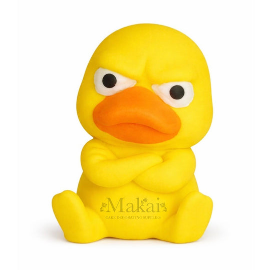 grumpy yellow duck cake topper edible decoration for funny birthday cake