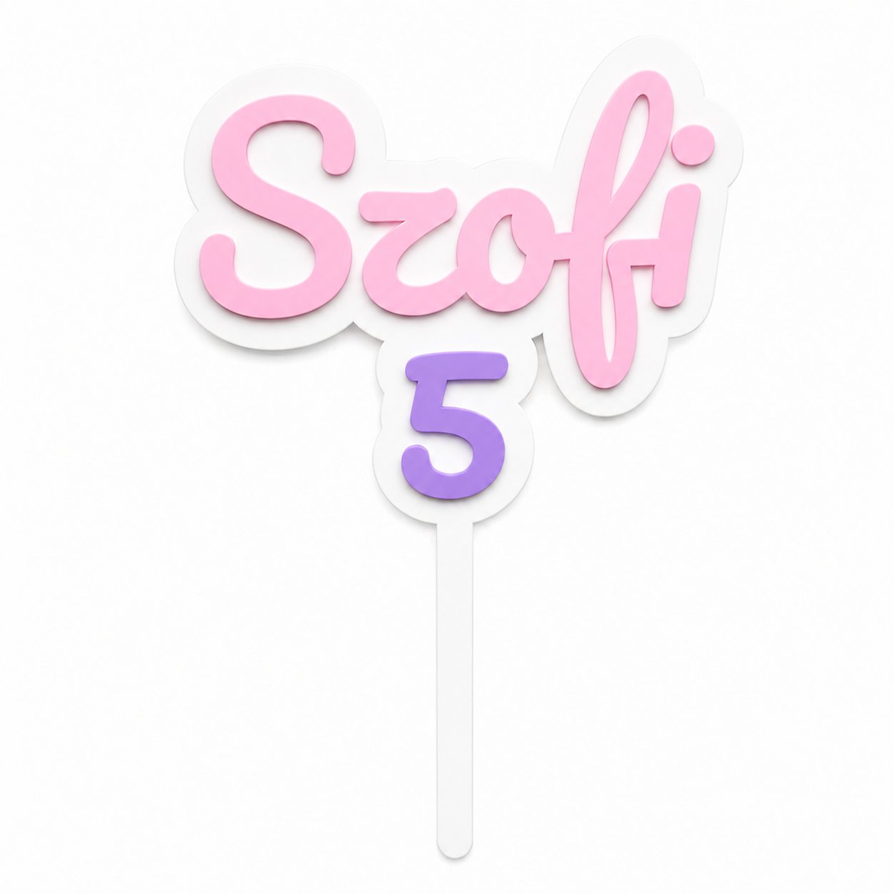 personalised name and age cake topper 3D printed custom birthday decoration