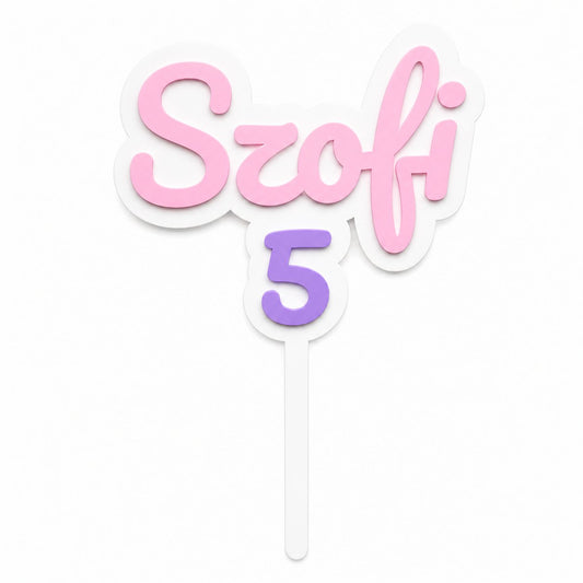 personalised name and age cake topper 3D printed custom birthday decoration
