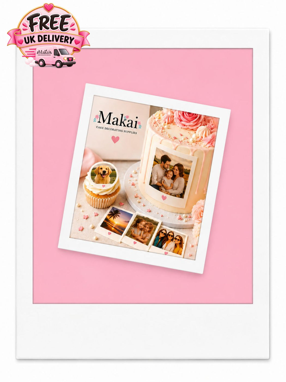 Personalised large Polaroid edible photo print for cake decoration