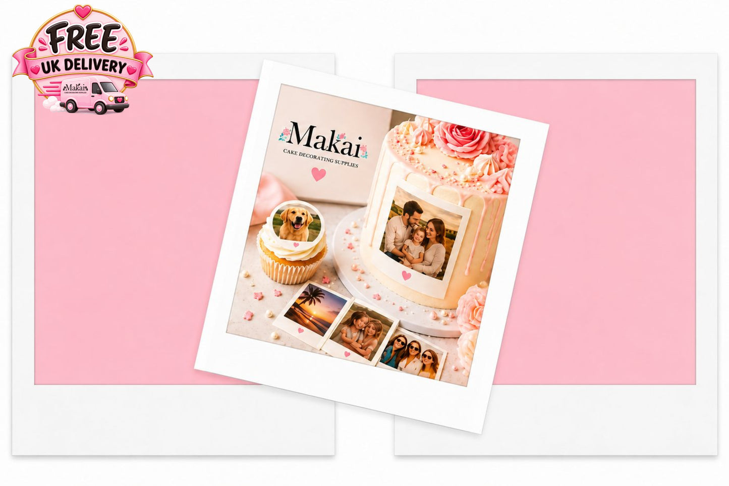 Personalised set of 2 Polaroid edible photo prints for cakes