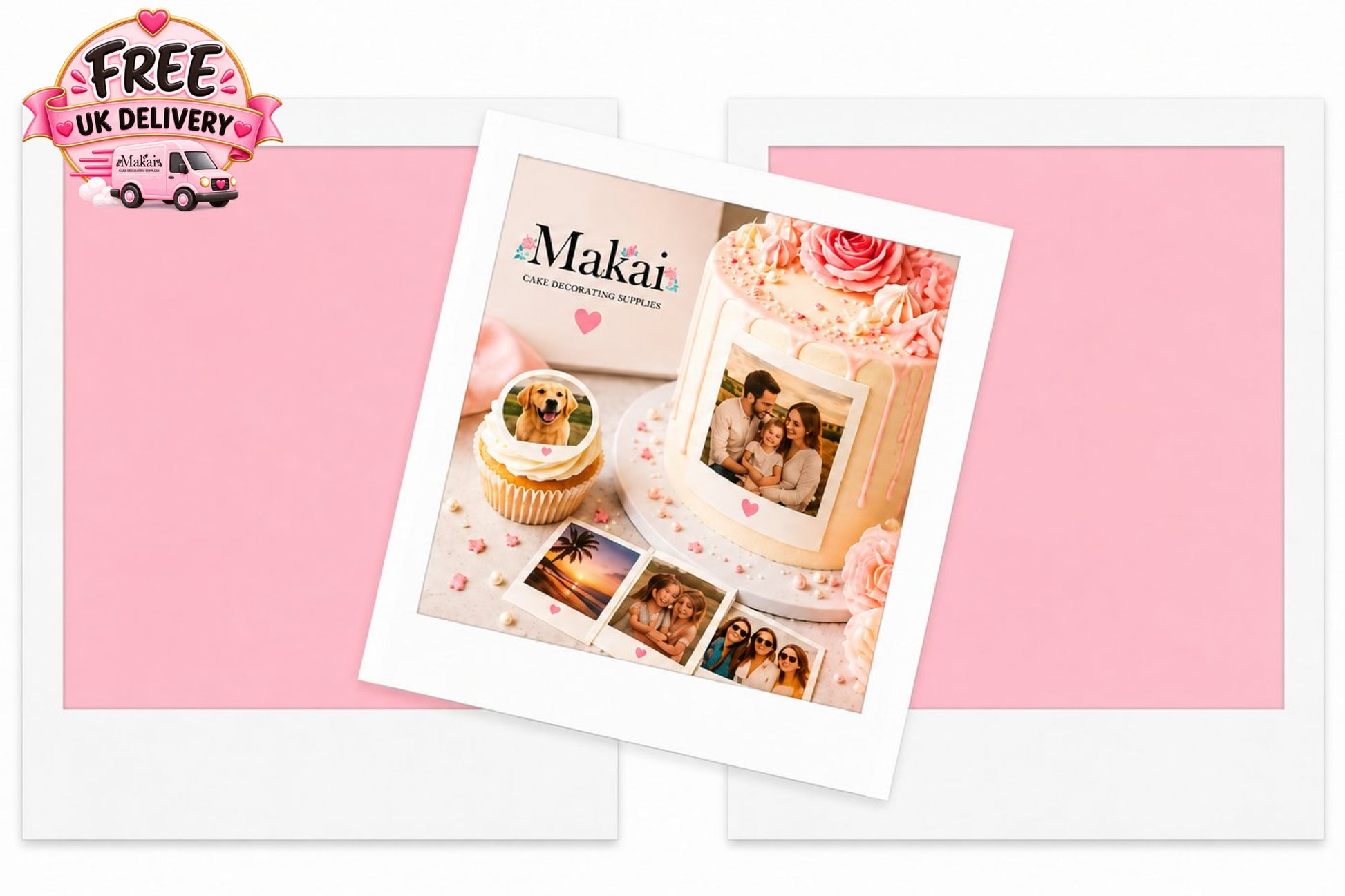 Personalised set of 2 Polaroid edible photo prints for cakes