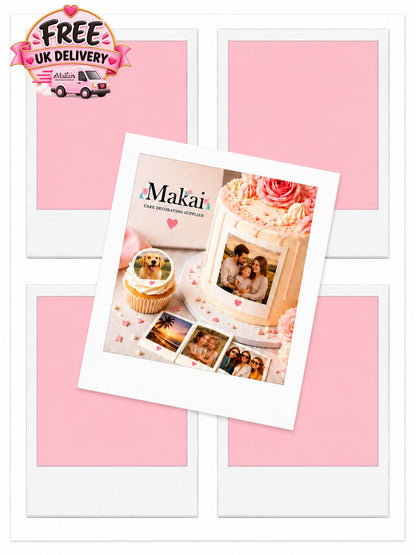 Personalised set of 4 Polaroid edible photo prints for cakes