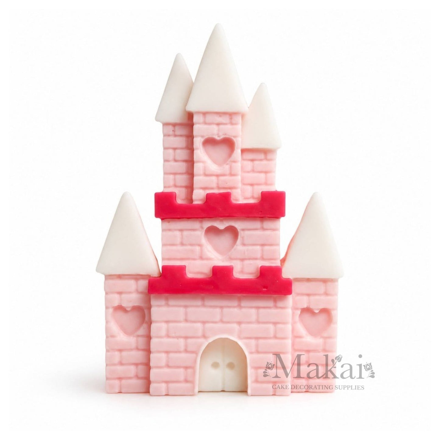 Pink princess castle fondant cake decoration for girls princess and fairytale birthday cakes