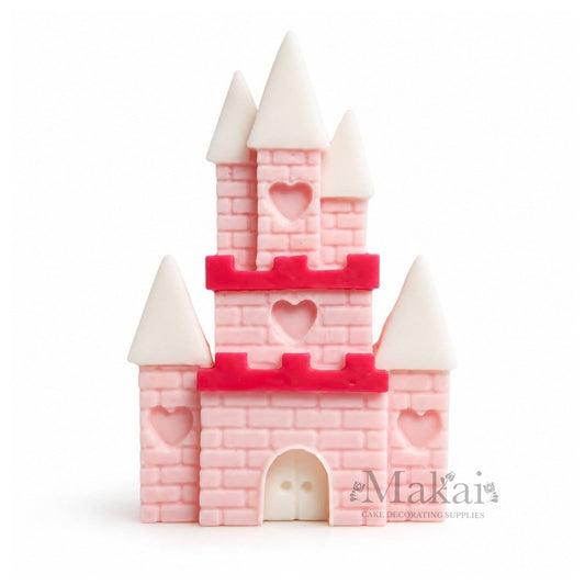 Pink princess castle fondant cake decoration for girls princess and fairytale birthday cakes