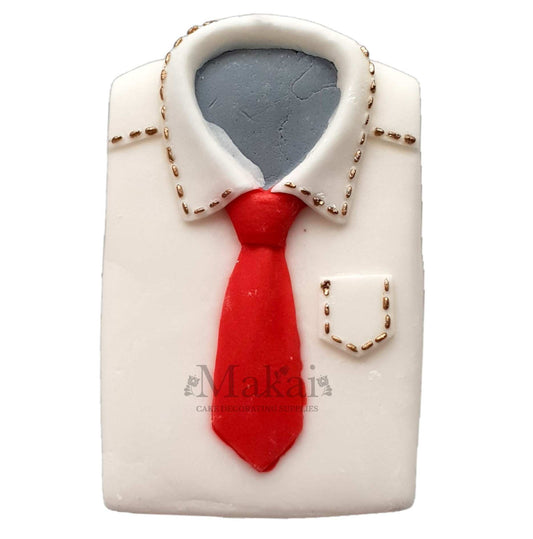 gentleman shirt fondant cake decoration with red tie for father birthday cake