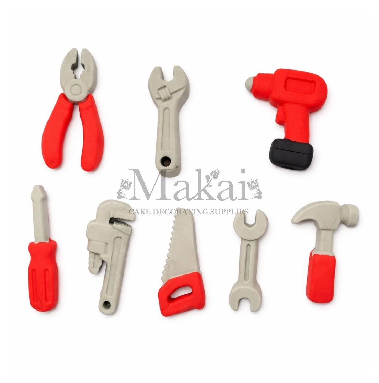 construction tools fondant cake topper set for builder themed birthday cake