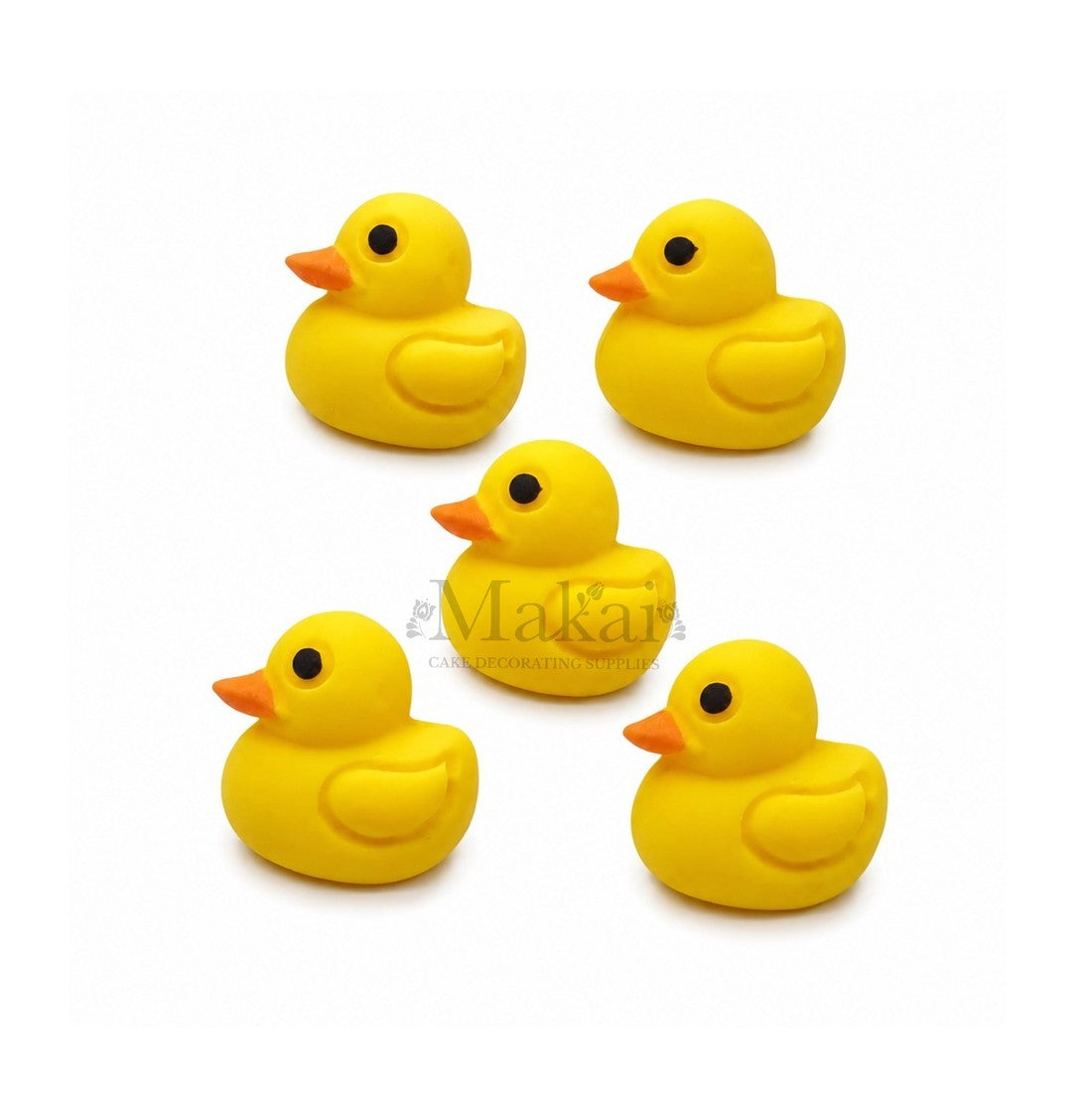 Yellow fondant duck cake decorations set for baby shower and birthday cakes