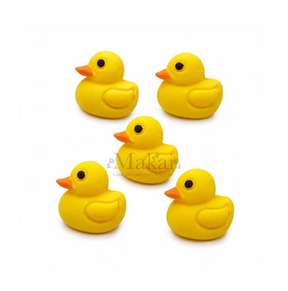 Yellow fondant duck cake decorations set for baby shower and birthday cakes